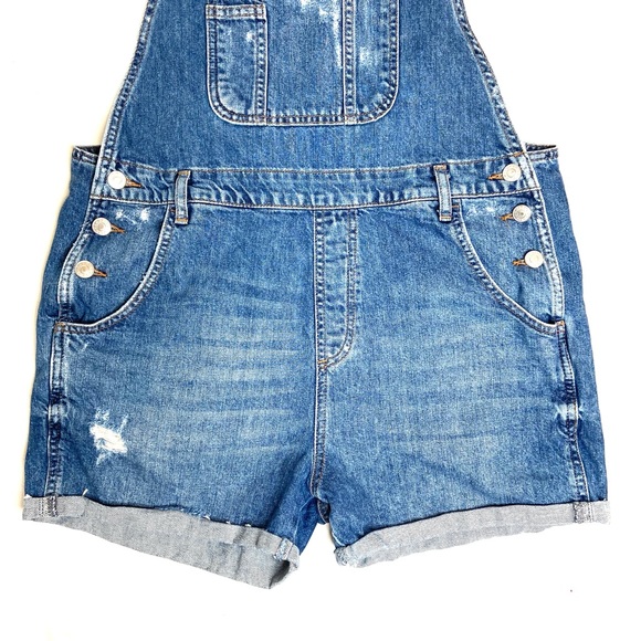 TOPSHOP Moto Denim Short Overalls - Picture 6 of 13